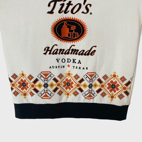 Tito's Vodka Embroidered Pullover Crewneck Holiday Sweatshirt White Men's Small - Picture 6 of 13